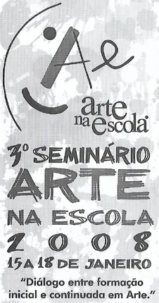 Material do 3º Seminário Arte na Escola com ilustração e texto do evento